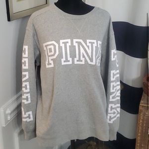 PINK by VIctoria’s Secret Crew Neck Sweater Gray Size Small Oversized